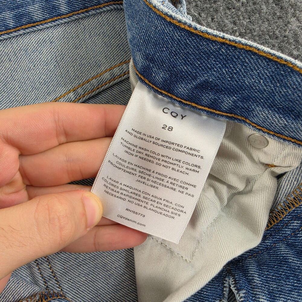 CQY Jeans 28 High Rise Straight Light Wash Raw Hem Blue Denim Casual Work Office - Picture 7 of 15